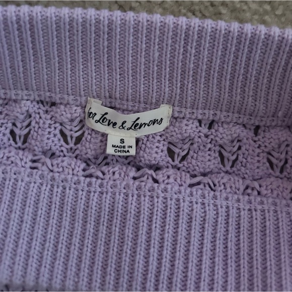 For Love and Lemons lavender knit two piece set crop top skirt sleeveless mini - Picture 4 of 5